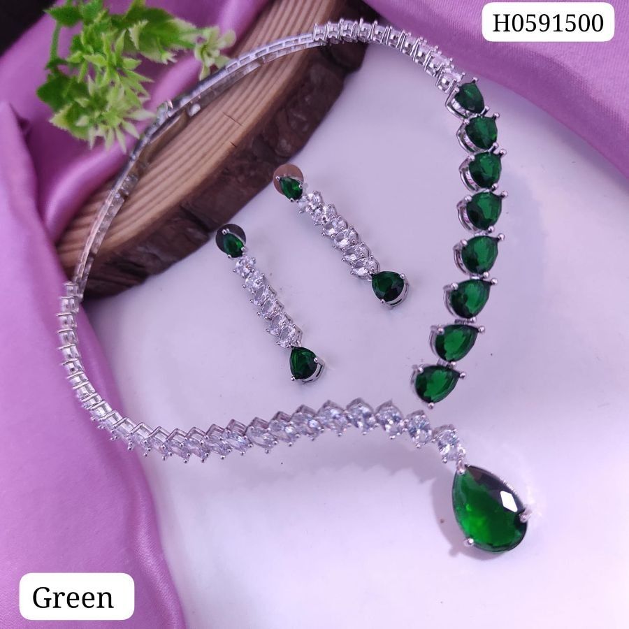 Tiyana Jewels Emerald AD Designer Necklace Set