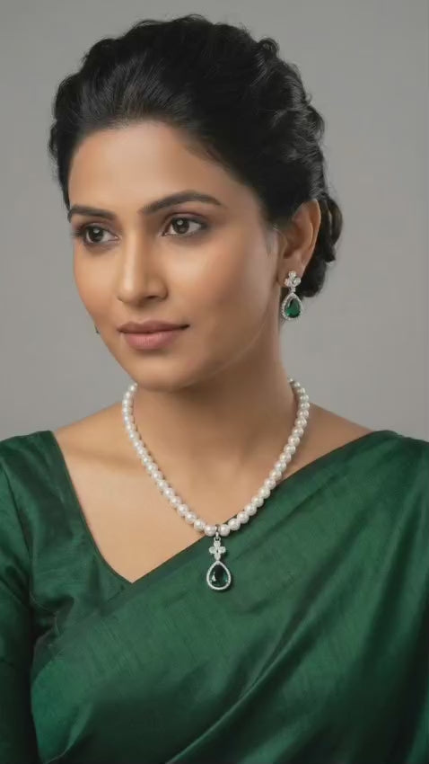 American diamond fusion with western pearl jewellery set by TIYANA JEWELS