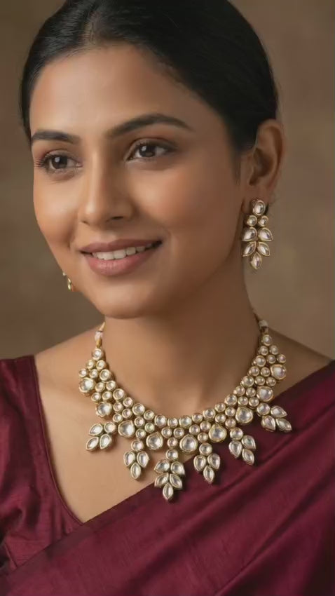 Traditional Kundan Necklace Set with Earrings – Ethnic Wedding Jewellery | TIYANA JEWELS ₹1599.00