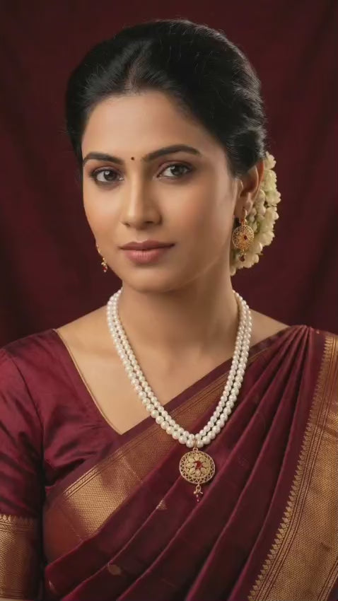 Gold Plated Two-String Imitation Pearl Pendant Jewellery Set