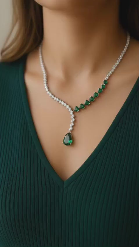 Tiyana Jewels Emerald AD Designer Necklace Set