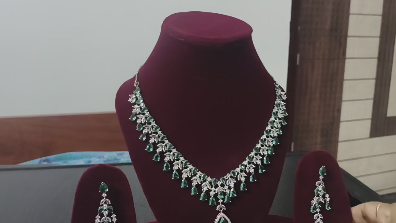 Bridal American Diamond Necklace Set for Wedding | Tiyana Jewels