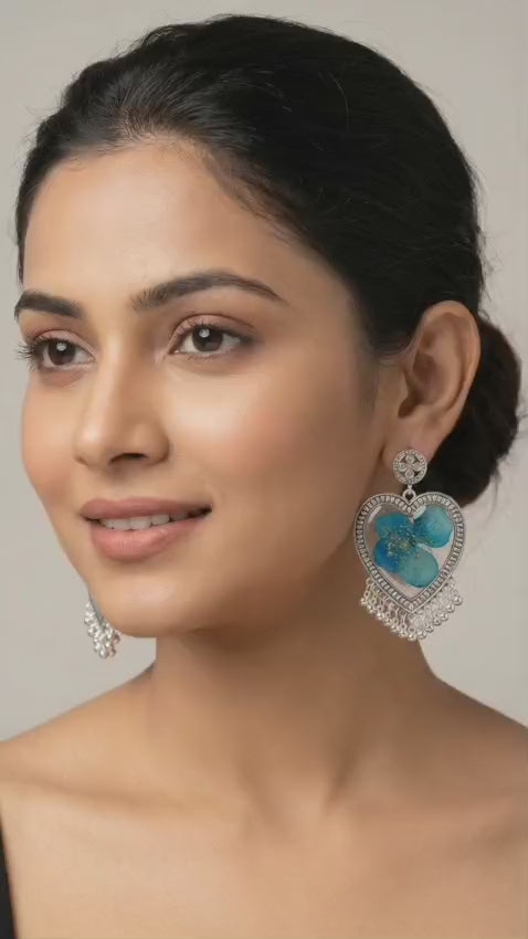 Tiyana Jewels Blue Flower Resin Jhumka