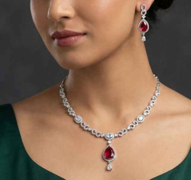 Designer American Diamond Necklace Set for Party & Wedding for women | Tiyana Jewels