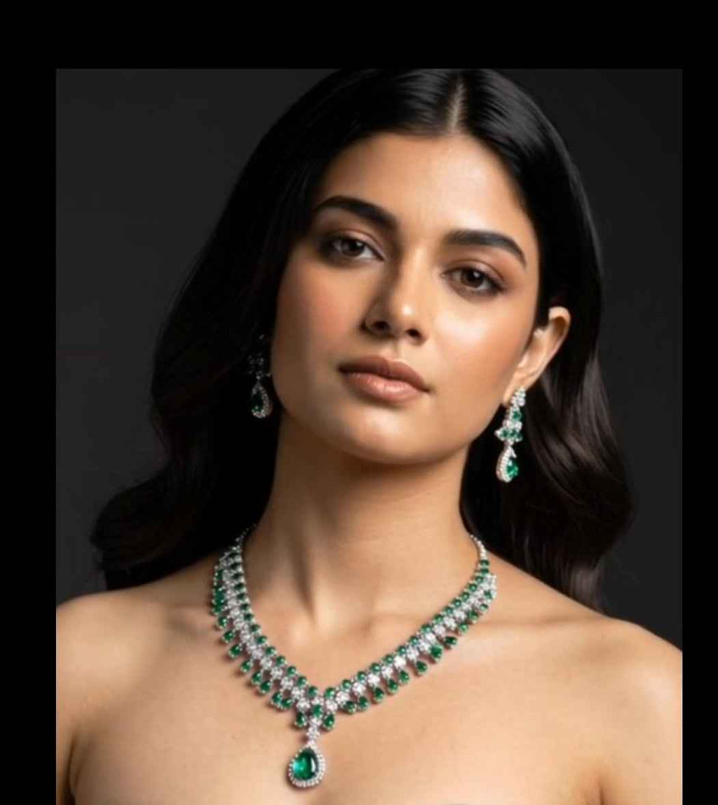 Bridal American Diamond Necklace Set for Wedding | Tiyana Jewels