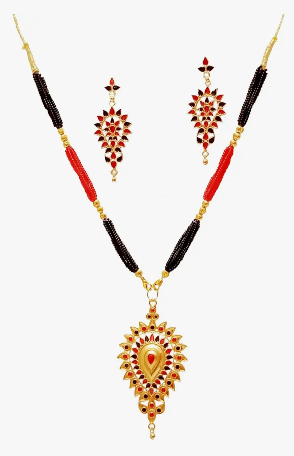 Tiyana Jewels Assamese Jewellery Set | Necklace& Earrings | Ethnic Gold Plated Jewellery