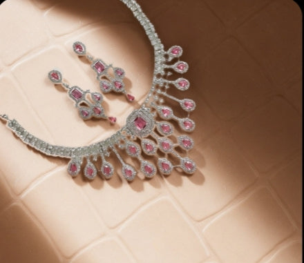 TIYANA JEWELS American Diamond Necklace Set | Sparkling CZ Bridal & Party Wear Jewellery ₹1499.00