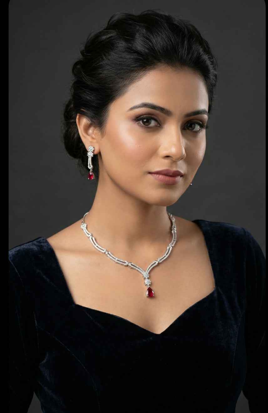 Designer American Diamond Necklace Set for Party Wear | Tiyana Jewels