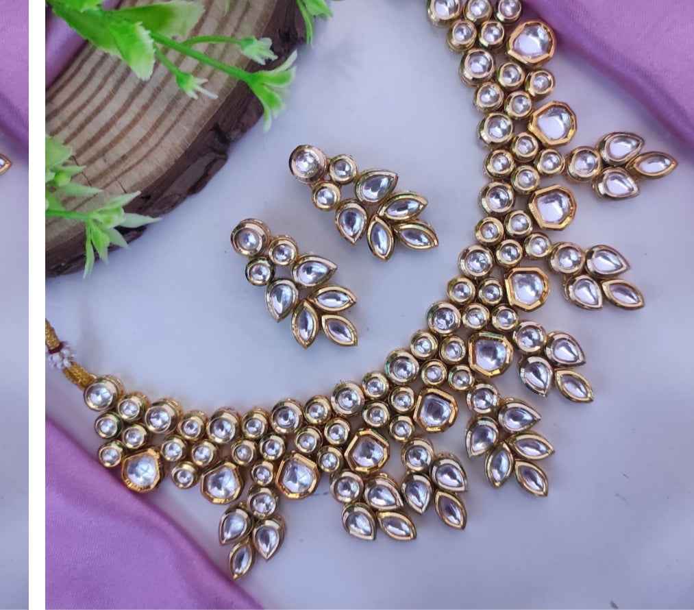Traditional Kundan Necklace Set with Earrings – Ethnic Wedding Jewellery | TIYANA JEWELS ₹1599.00
