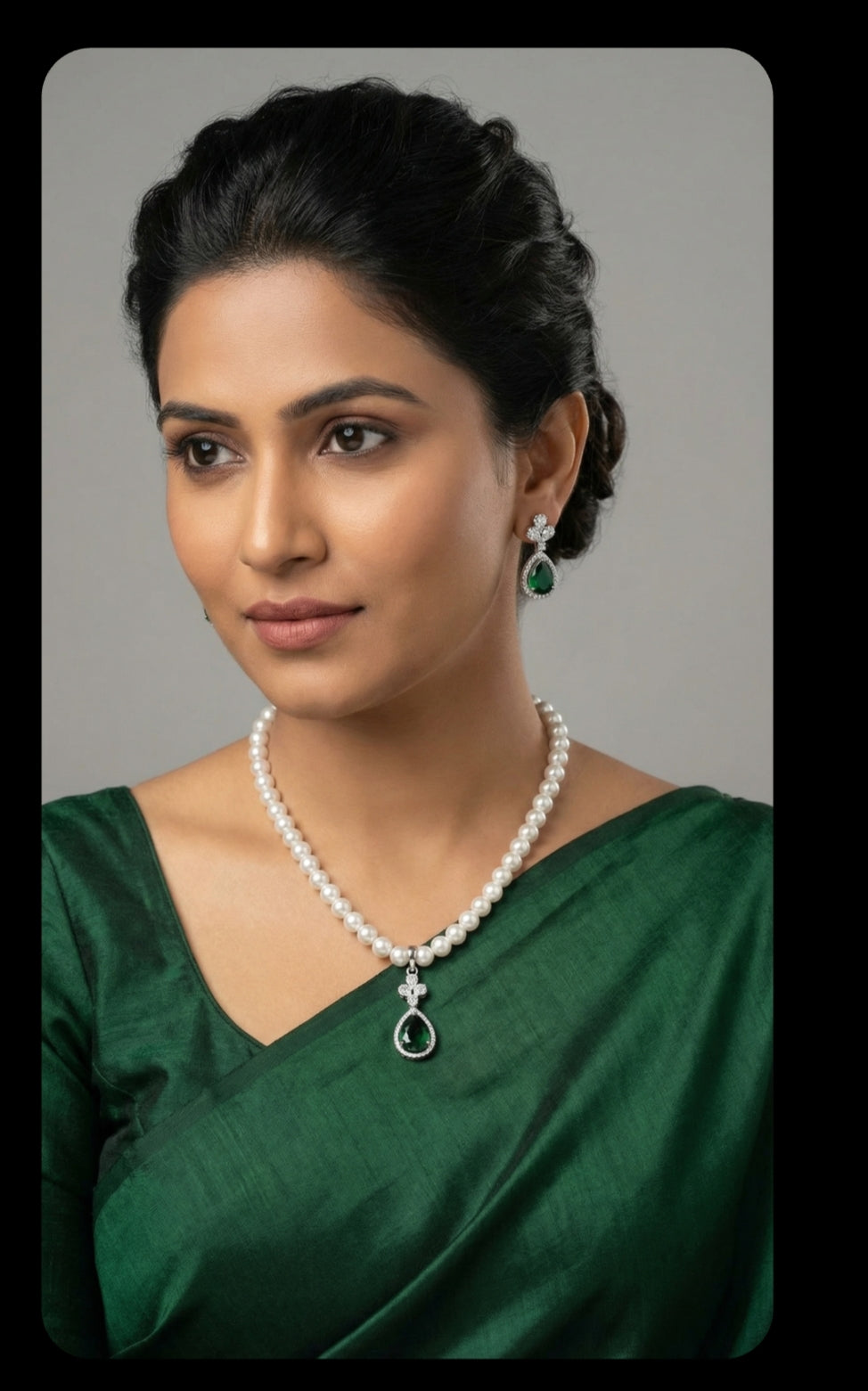 American diamond fusion with western pearl jewellery set by TIYANA JEWELS