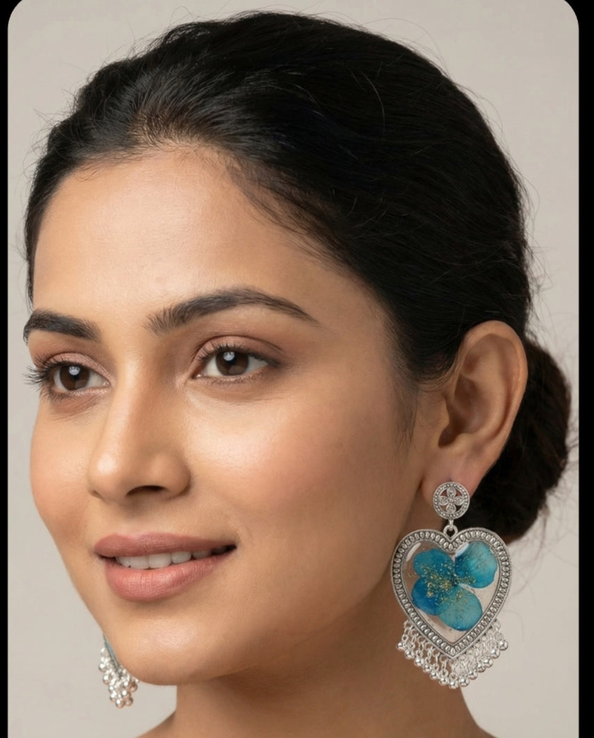 Tiyana Jewels Blue Flower Resin Jhumka