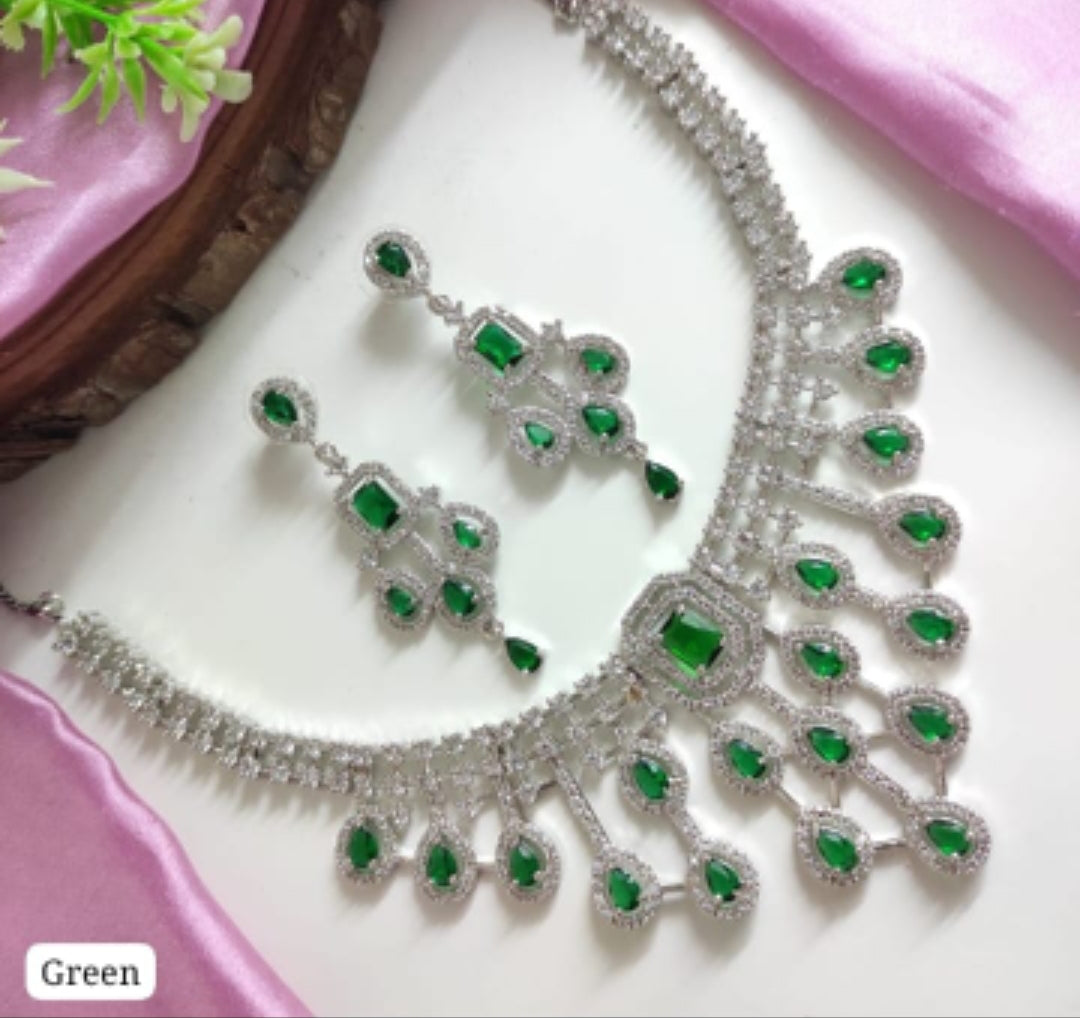 American Diamond Necklace Set by TIYANA JEWELS| Sparkling CZ Bridal & Party Wear Jewellery ₹ 1499.00