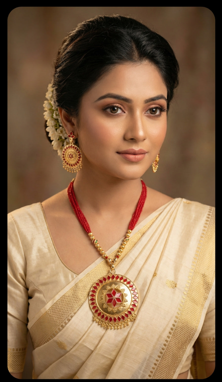 Tiyana Jewels Assamese Jewellery Combo Set | Necklace & Earrings  | Ethnic Gold Plated Jewellery