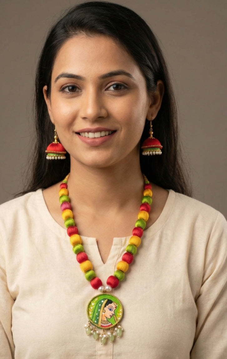 Traditional silk thread jewellery set for saree and ethnic outfits – Tiyana Jewels