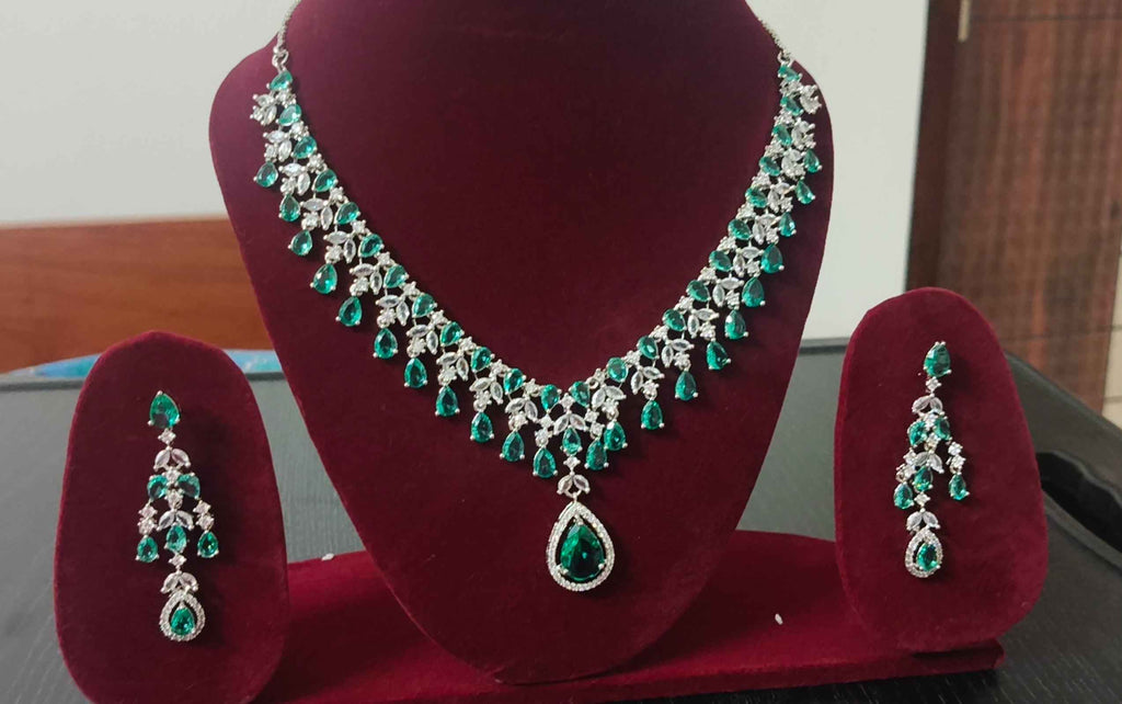 Bridal American Diamond Necklace Set for Wedding | Tiyana Jewels