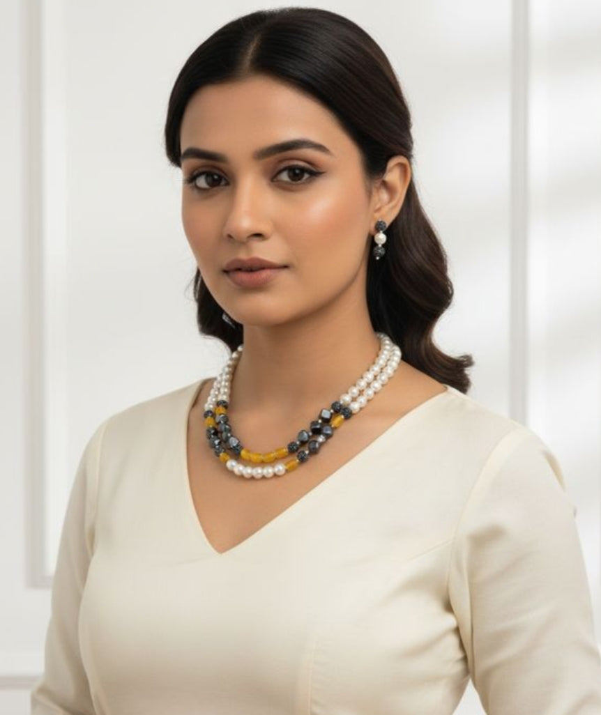 “Elegant pearl necklace set by Tiyana Jewels”