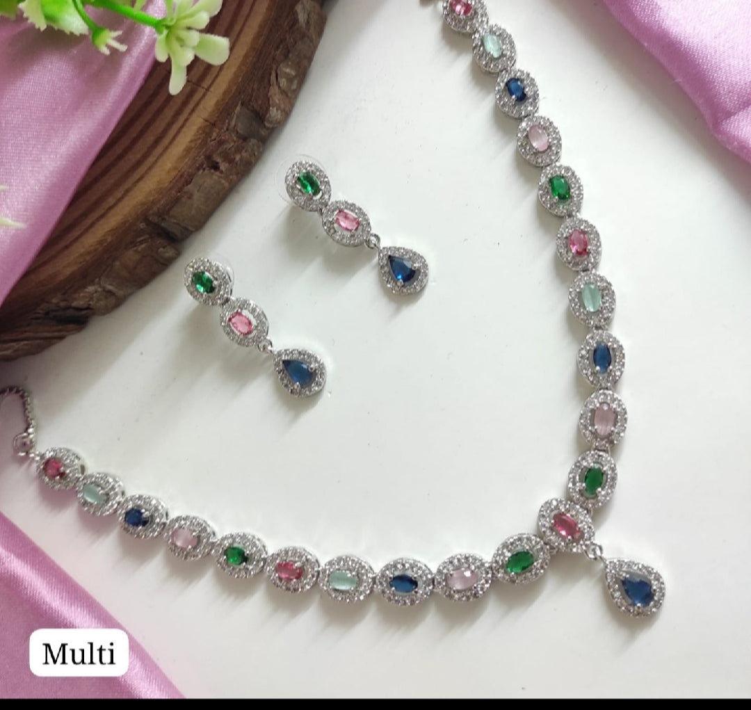 Tiyana Jewels American Diamond Jewellery Set | Necklace & Earrings | Party Wear ₹ 899.00