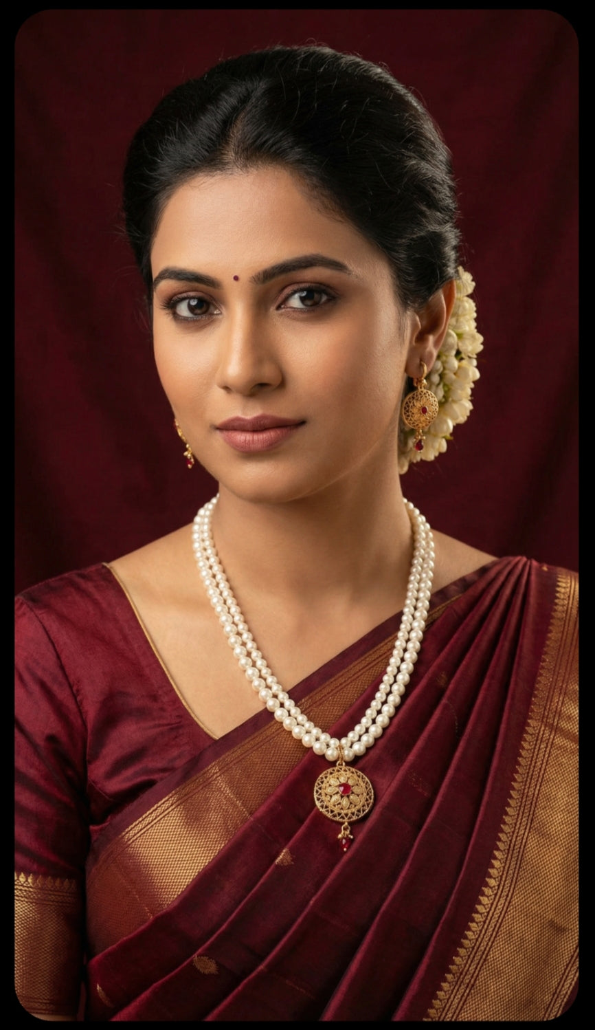 Gold Plated Two-String Imitation Pearl Pendant Jewellery Set