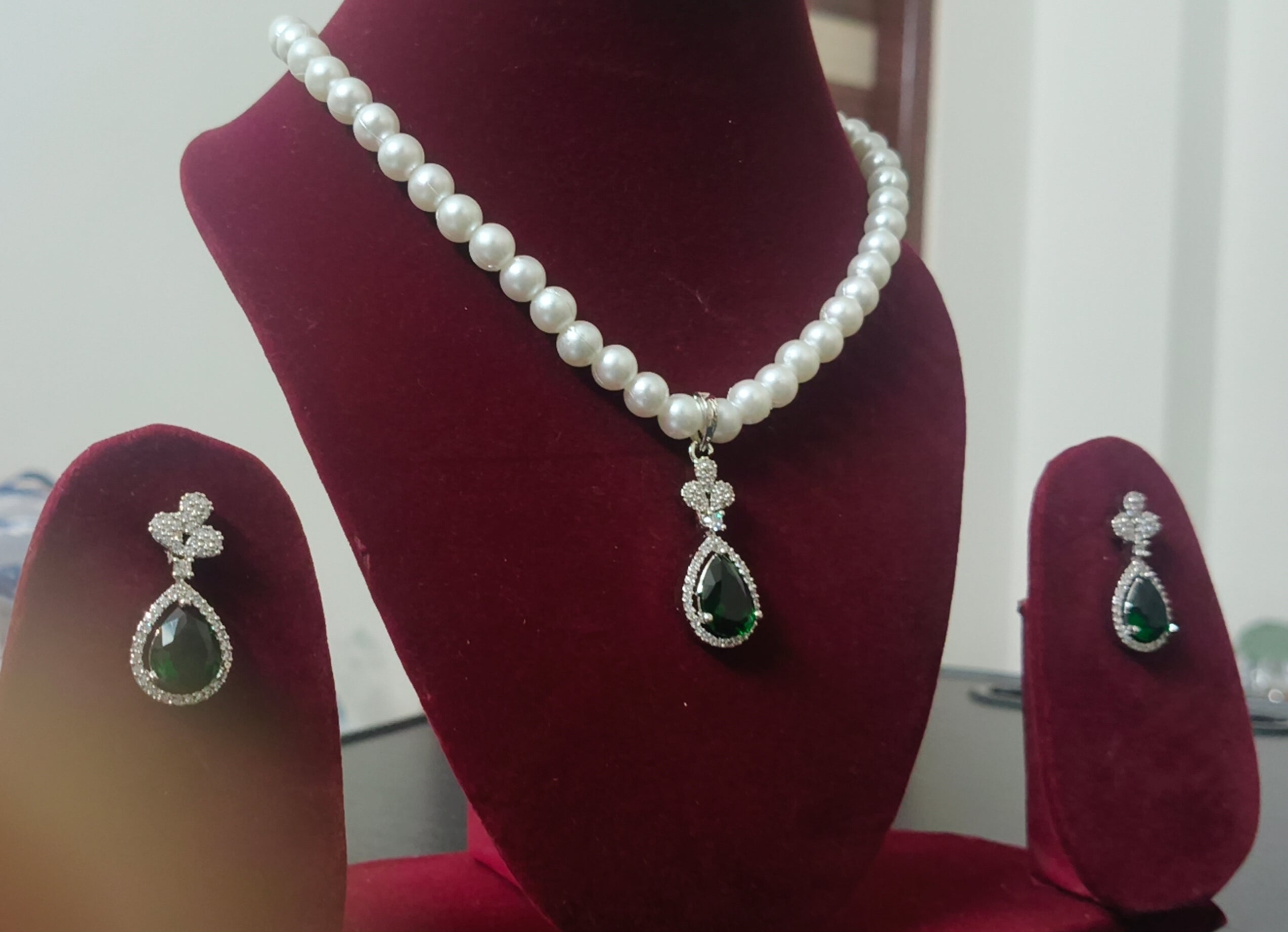 American diamond fusion with western pearl jewellery set by TIYANA JEWELS