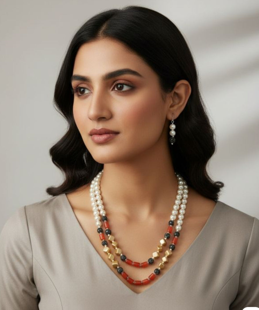 “Elegant pearl necklace set by Tiyana Jewels”