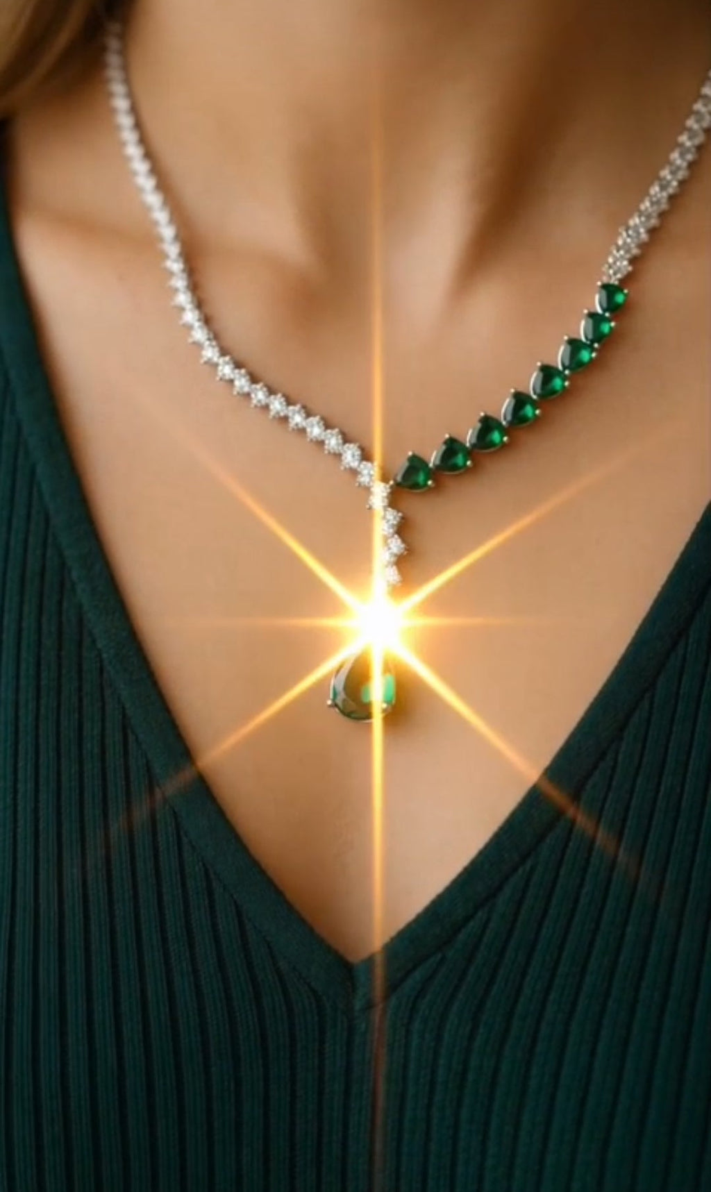 Tiyana Jewels Emerald AD Designer Necklace Set