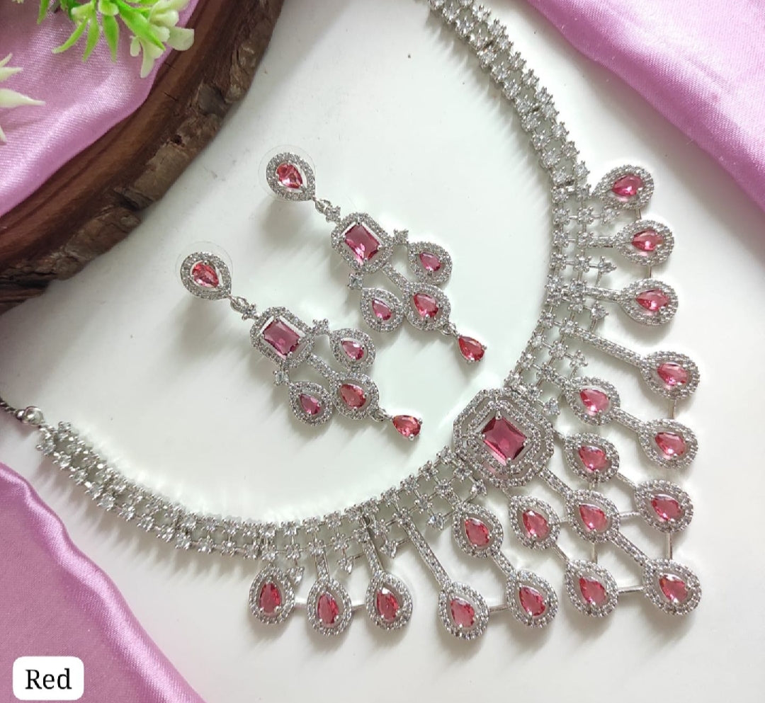 TIYANA JEWELS American Diamond Necklace Set | Sparkling CZ Bridal & Party Wear Jewellery ₹1499.00