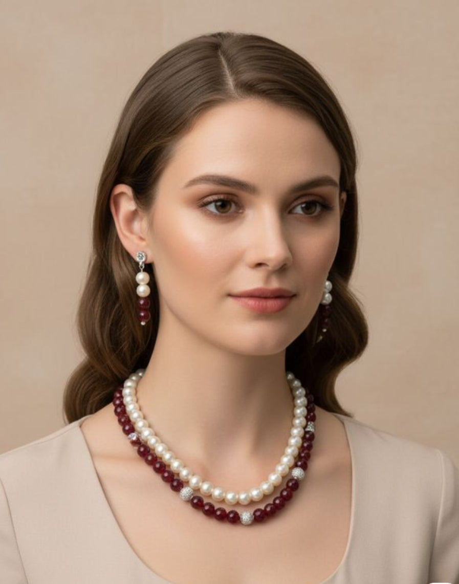“Elegant pearl necklace set by Tiyana Jewels”