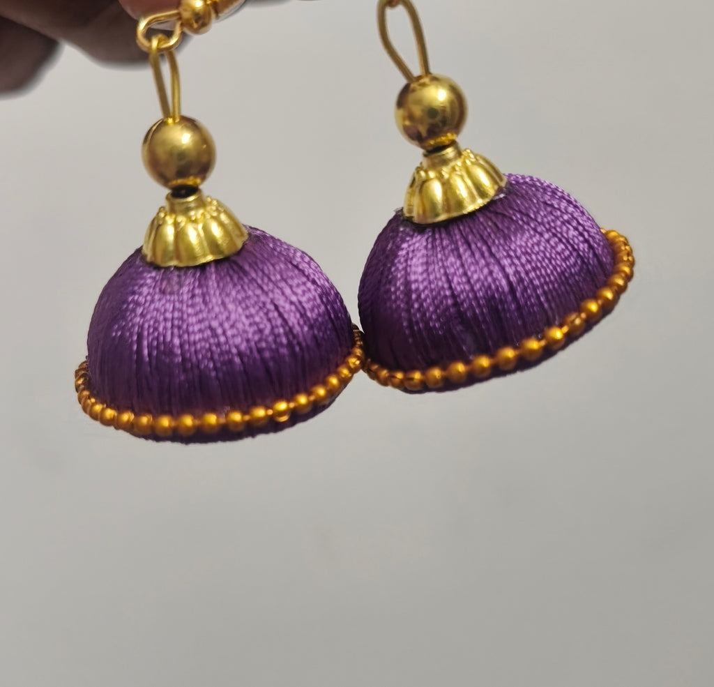 Handcrafted Silk Thread Earrings | Traditional Daily Wear – Tiyana Jewels