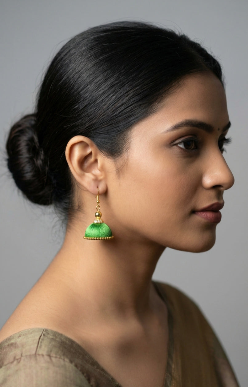 Handcrafted Silk Thread Earrings | Traditional Daily Wear – Tiyana Jewels